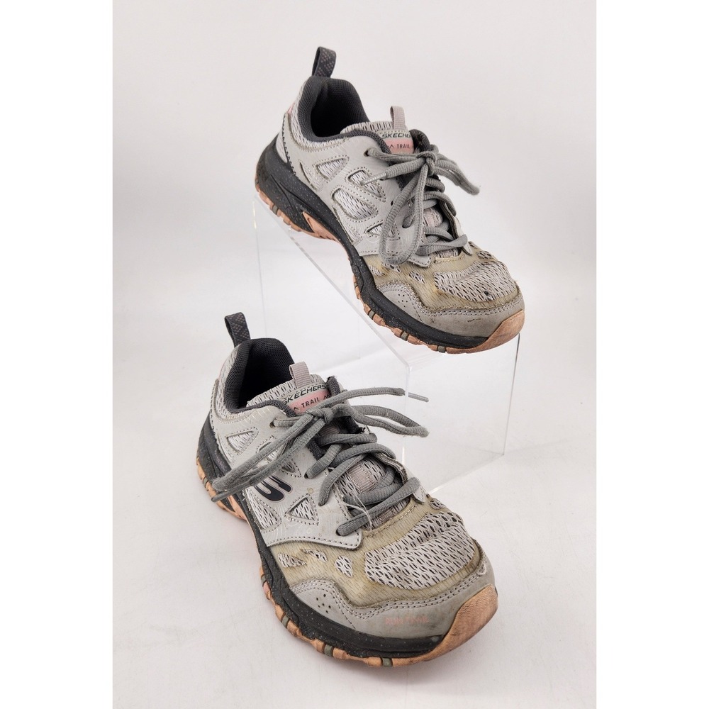 Skechers Trail Running Shoes‎ Womens 5 Grey Pink Black Mesh Hiking Sneakers